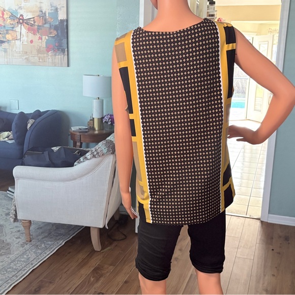 Calvin Klein Sleeveless Geometric Print Cowl Neck Blouse |XL - Picture 6 of 8